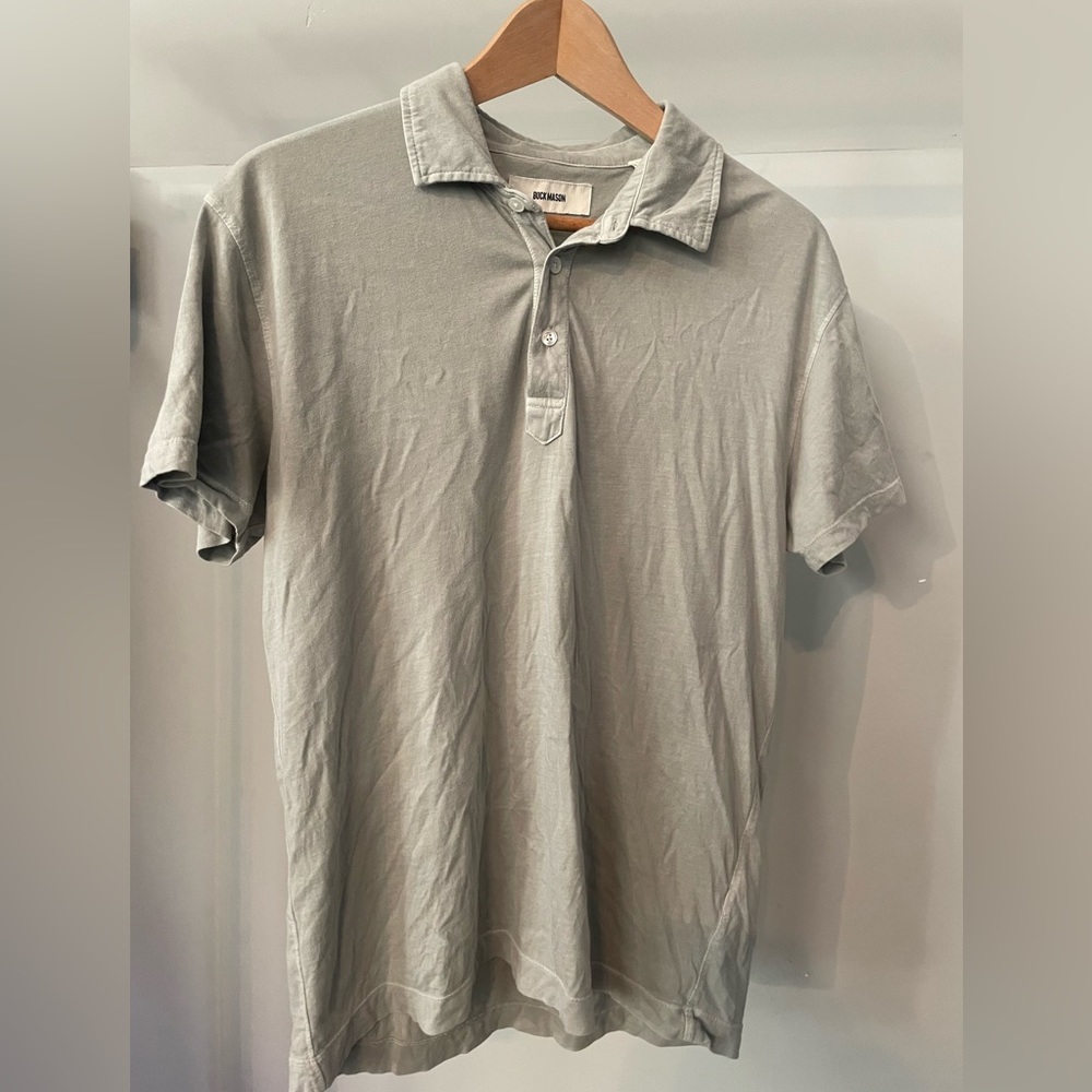 Light Gray Buck Mason polo in medium